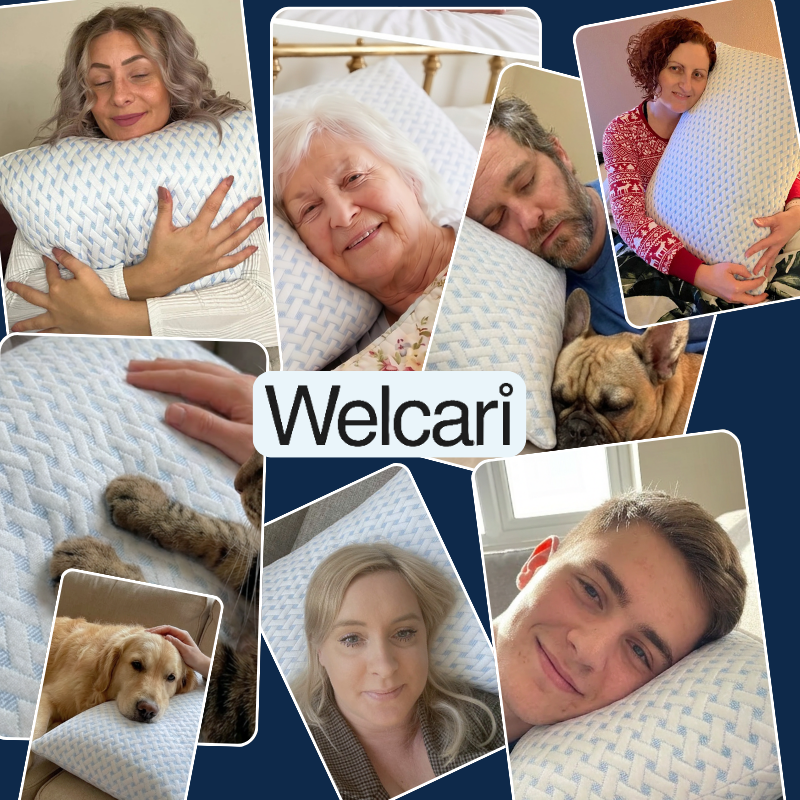 Welcari customers resting on their pillows
